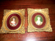 Cameo Creation Gold Framed Portraits Set of Two Convex Glass 7 X 8 picture