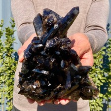 4.4LB Large Natural Black Smoke Color Quartz Crystal Specimens Mineral Healing picture