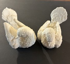 Vintage A Santini Italian Alabaster White Dove Figurines Pair Love Birds picture
