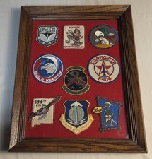 Vintage 60s 70s 80sUSAF Military Patch Collection Framed F-15 F-104 188th 362nd picture