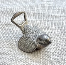 Vintage Silver Tone Figural Bird Bottle Opener Heavy Cast Metal Barware 4.25” picture