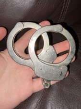 Vintage Japanese JGA Police Handcuffs Pentagonal Steel Restraints Japan NO KEY picture