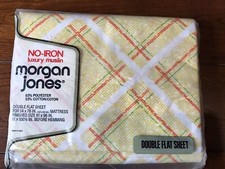VINTAGE Sheet Morgan Jones Double Flat Sheet Luxury Muslin Yellow UNOPENED NOS picture