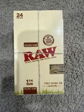Raw Organic 1 1/4 (1.25) Rolling Papers Full Box of 24 Packs 100% Authentic picture