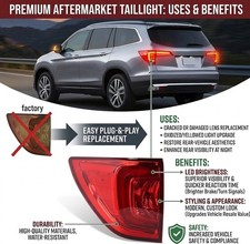 Left Outer Tail Light Assembly Compatible With 2016 2017 2018 Honda Pilot Rear L picture
