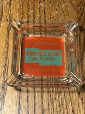 Vintage Christmas Island Motel Cottages Lake Winnipesaukee Laconia NH Ashtray picture