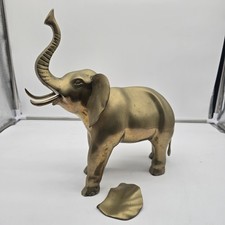 Vintage SOLID  Brass Elephant Korea Approx 14”x 14” Trunk Up Good Luck picture