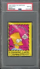 1990 Topps The Simpsons TV Show Wax Pack BART PSA 8 picture