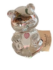 Vintage Fenton Art Glass USA  Bear, Handmade New With Tag October Rose Zircon picture