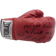 Riddick Bowe Autographed Red Everlast Boxing Glove w/ Long Inscription - JSA picture