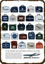 1962 BOEING 707 JET Airline Logo Bags Vintage-Look DECORATIVE REPLICA METAL SIGN picture