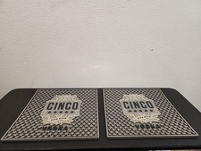 Lot of 2 Cinco Five Star Vodka Bar Mat Black Rubber Cocktail Bartender  17×17