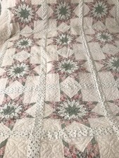 VTG Arch Quilts Hawthorne NY Pastel Star Patchwork Quilt Bedspread 94x84 picture