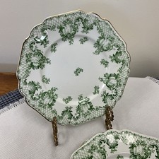 Antique 8” Plate Johnson Brothers Cloverly Green And Gold picture