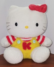 Vintage 1991 Sanrio Hello Kitty Plush Yellow Overalls Made In Japan Rare 12