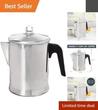 Elegant 9-Cup Aluminum Percolator - Manual Brew for Stovetop & Campfire picture