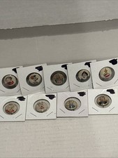 Vintage 1940s Kellogg's PEP Cereal Buttons Comic Pinback Famous Artists Lot Of 9 picture