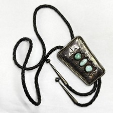 Vintage Sterling Silver Turquoise Bolo Necktie picture