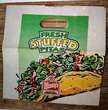 Vintage fast food Wendy's restaurant paper bag large to go bags picture