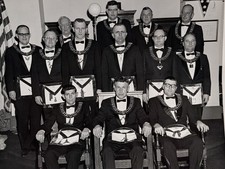 Vintage 1969 Masonic Lodge Group Portrait Photo Sanford Maine Freemason Creteau picture