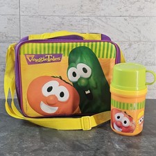 Vtg  2000 VeggieTales Insulated Lunch Box w Matching Thermos Bob Larry Big Idea picture