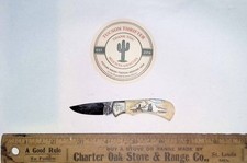 National Blade Scrimshaw Little Humpback Single Blade Lockback Knife Japan picture