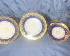 Antique Theodore Haviland Limoges France – Cobalt & Encrusted Gold 31 Piece picture