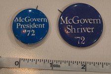 Vintage 1972 McGovern President Shriver Campaign Pin Pinback Button Lot picture