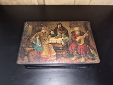 1890-s Antique Imperial Russia PERLOV Hand Painted Lacquer Box picture