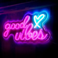 Pink Good Vibes Neon Signs Wall Love LED Lignt Powered Bar Room Decoration USB picture