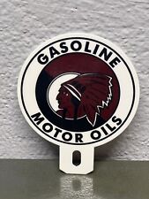 Indian Gasoline Motor Oils Metal Plate Topper Sign Michigan Sales Service Garage picture