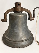 Antique  Cast Metal Old  Farm Dinner Bell 9” 10 Lb Yoke Clapper Schoolhouse picture