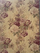Vintage WAVERLY LINEN Fabric BALLAD BOUQUET 4.5YDS 52
