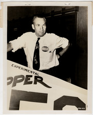 1949 Air Races Press Photo Harvey Christensen Zipper Midget Racer Barred in 1948 picture