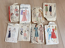 Lot (8) Vintage 1940s Simplicity, Advance Sewing Patterns Dresses Blouses Skirts picture