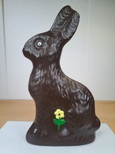 ​Vintage Ceramic Chocolate Easter Bunny Figurine Hand Painted Floral Signed JM J picture