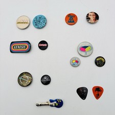 Vintage 70s to 90s Pin Back Buttons Lot 11 PCS Band Genesis Yes Police Bruford picture
