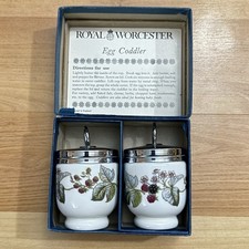 Vintage Royal Worcester Porcelain Egg Coddlers Lavinia Blackberry England Pair/2 picture