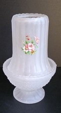 Vintage NIB Westmoreland Frosted Satin Glass Courting Fairy Lamp Pink Roses picture