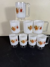 Vintage MCM 60s SKI Plastic Cups Set Of 8 Flowers Hong Kong 723D Picnic Summer picture