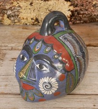 Face Bank Tonala Old Fashion Style Burnished Pottery Handmade Mexico Folk Art Sm picture