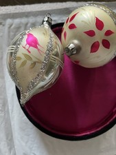 Lot Of Two Vintage Beautiful Hand Blown Glass Christmas Ornaments From Poland  picture