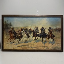 Frederic Remington Vintage Print A Dash for the Timber 42x25 Western Signed picture