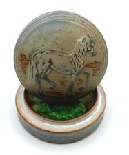 Horse Gem Jar Trinket Box Geodes WINCHESTER Studio Art Pottery Iowa Signed picture