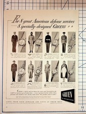 1941 Gruen Watches WWII Military Ad Veri-Thin US Army Navy Marines Vintage Print picture