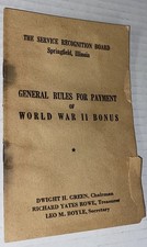 Vintage World War II Bonus Rules Pamphlet Springfield Illinois Union Litho picture