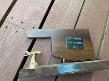 Vintage TROPHY Metal AIRPLANE on Wood Base Model Airplane Oklahoma Showcase picture