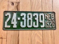 1926 Nebraska License Plate picture