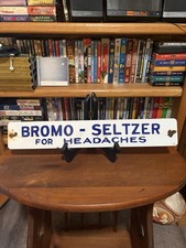 Antique Bromo Seltzer Porcelain Advertising Sign Good Condition Very Rare Piece picture