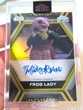 Misty Rosas Frog Lady 2023 Topps Chrome Black Star Wars GOLD #d 19/50 AUTO #A-MR picture